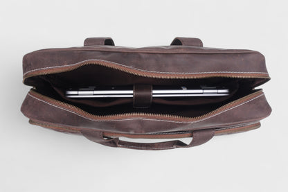 Leather Laptop Briefcase Handmade Shoulder Bag for Office and Travel