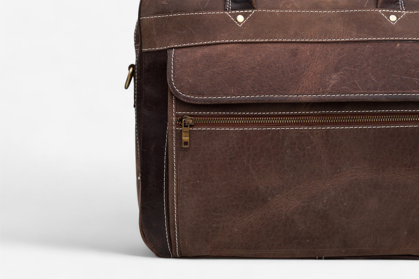 Genuine Leather Laptop Bag Handmade Briefcase with Shoulder Strap