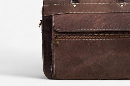 Genuine Leather Laptop Bag Handmade Briefcase with Shoulder Strap