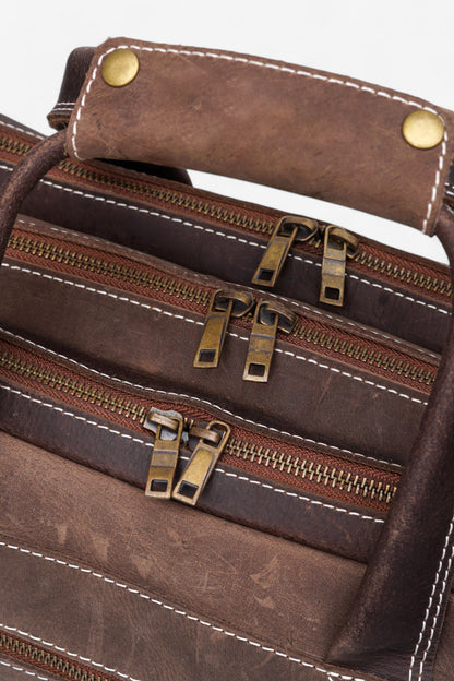 Genuine Leather Laptop Bag Handmade Briefcase with Shoulder Strap