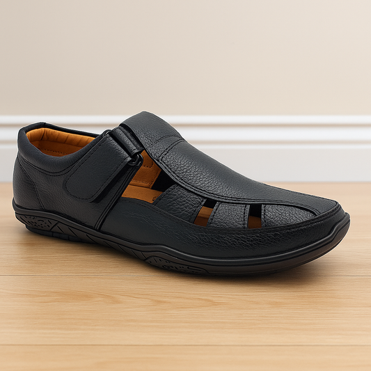 Mova Roman Leather Casual Shoes  2028 - Black