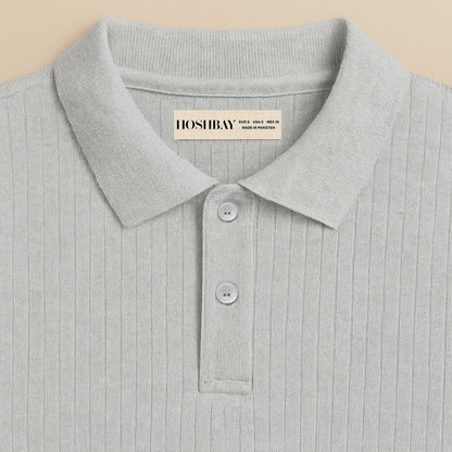 Men’s Polo Grey Ribbed