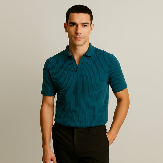Men’s Polo Teal Ribbed