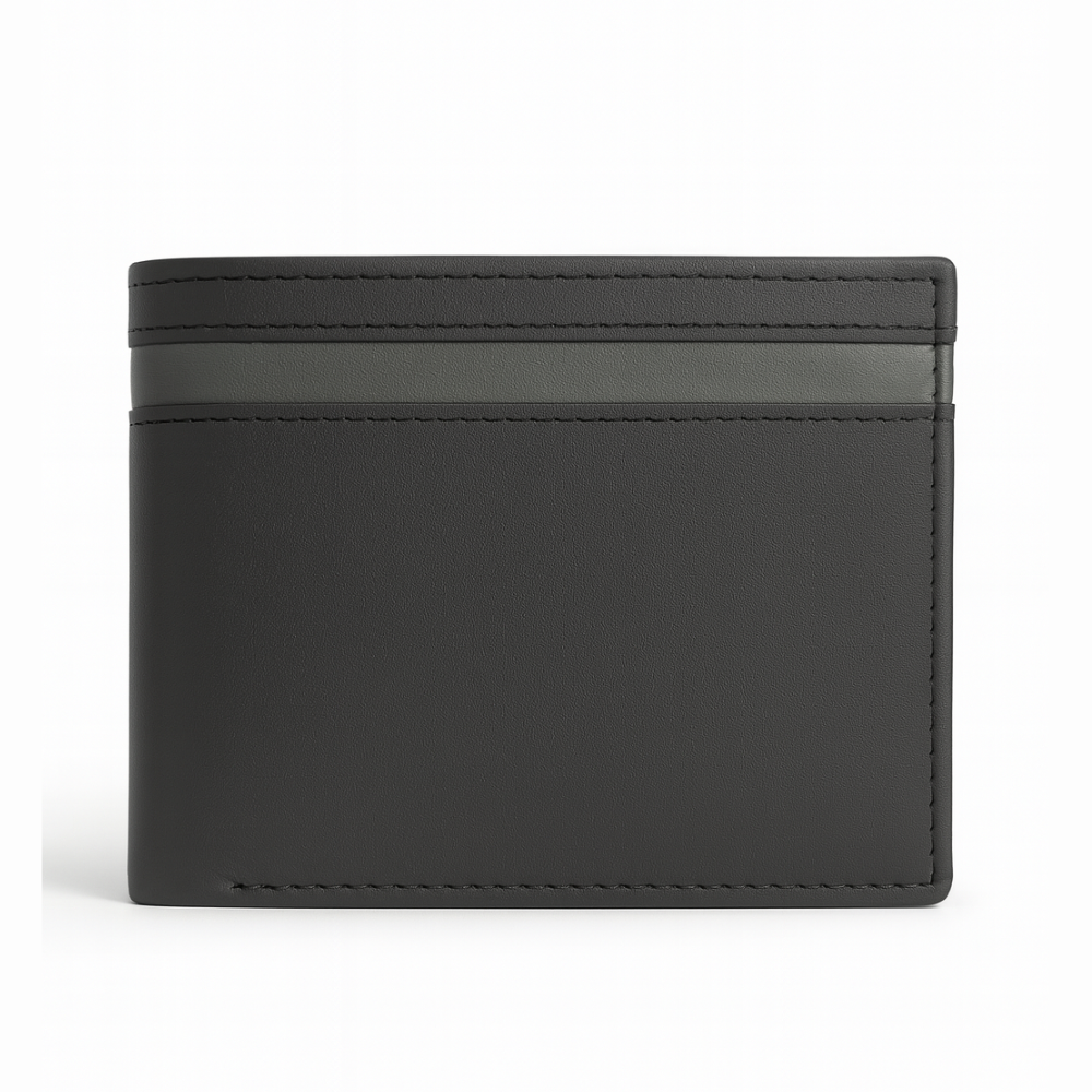 Classic Black Leather Bi-Fold Wallet – Slim & Minimalist Design