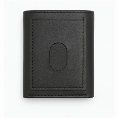 Black Leather Tri Fold Wallet with ID Window