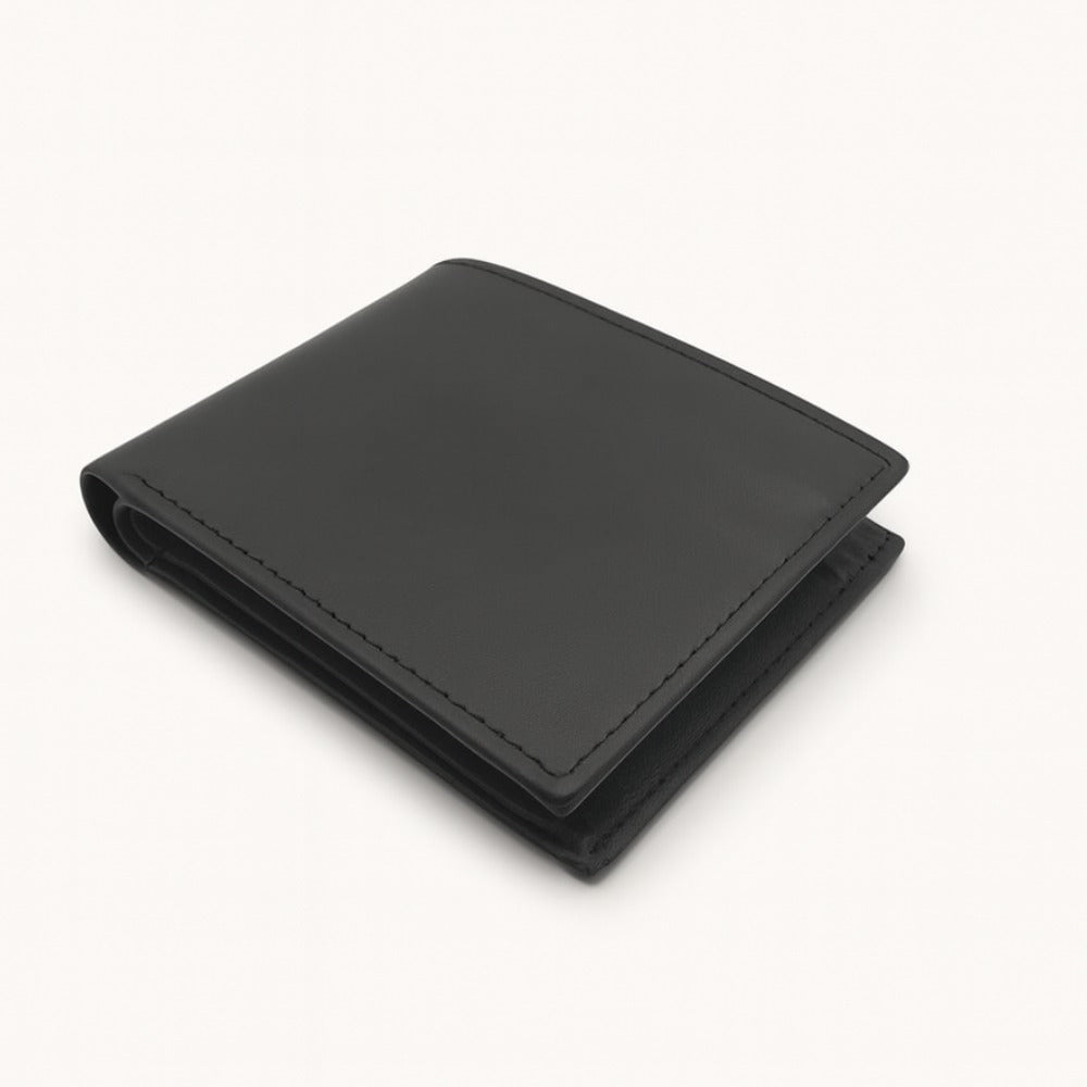 Classic Black Genuine Leather Bi Fold Wallet