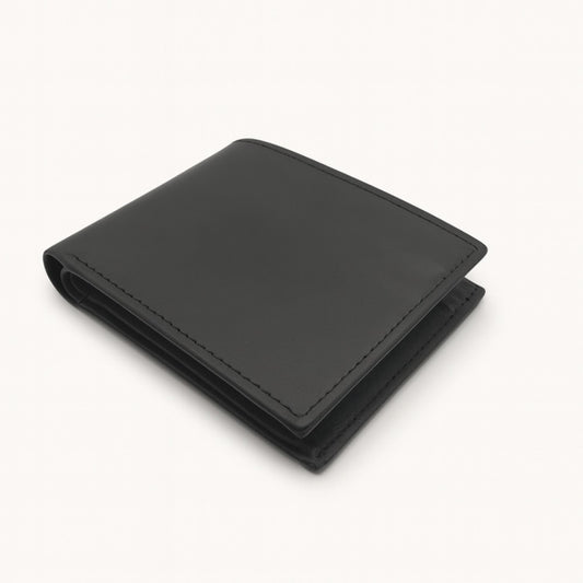 Classic Black Genuine Leather Bi Fold Wallet