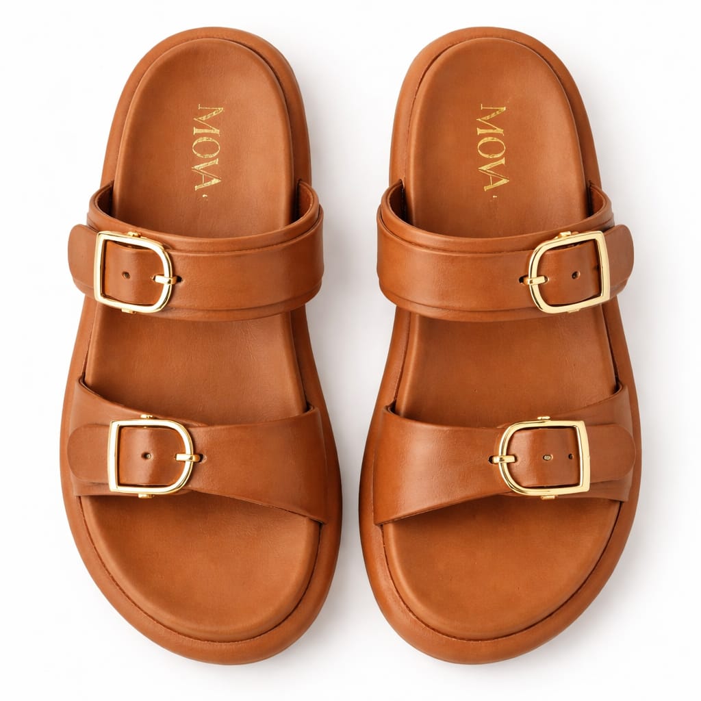 MOVA Comfort Women’s Double Buckle Slides WS04 - Mustard