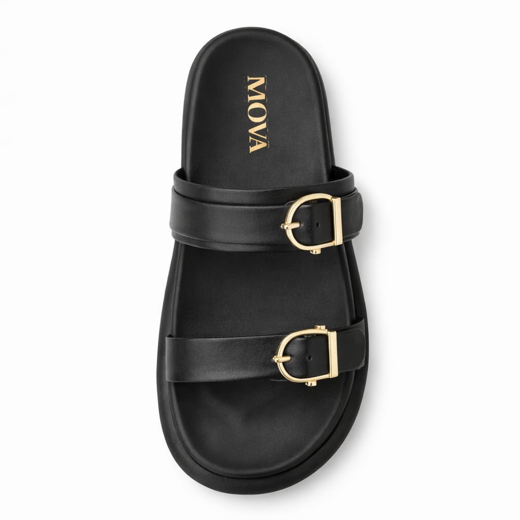 MOVA Comfort Women’s Double Buckle Slides WS04 - Black