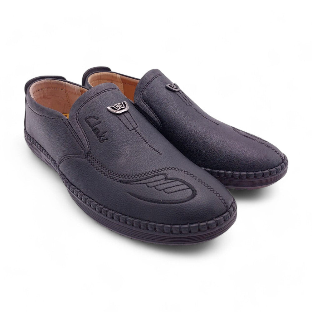 Mova Rexine Leather Slip-Ons RT07 - Black