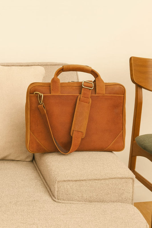 Vintage Leather Laptop Bag Handmade Briefcase