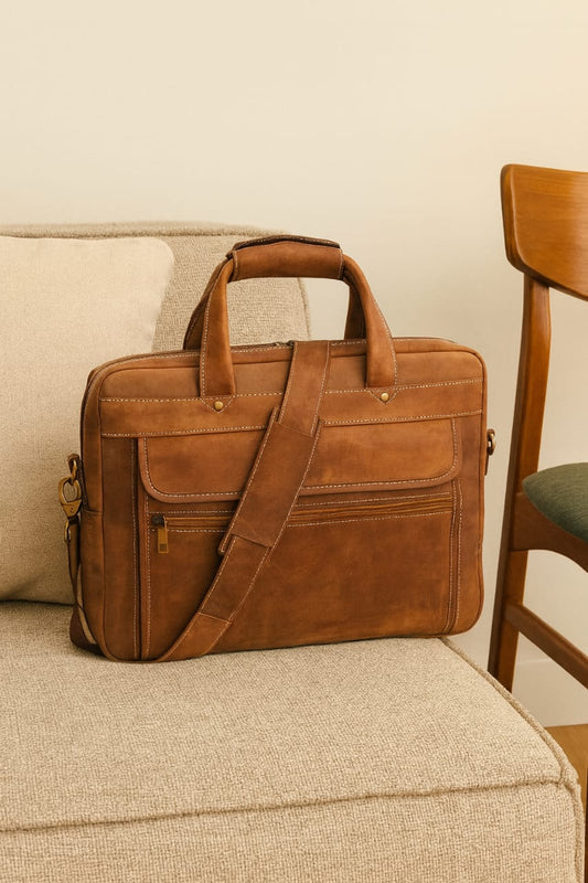 Classic Leather Laptop Bag Genuine Handmade Briefcase for Professionals