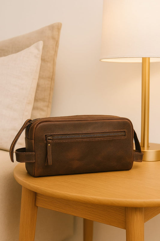 Vintage Leather Toiletry Bag