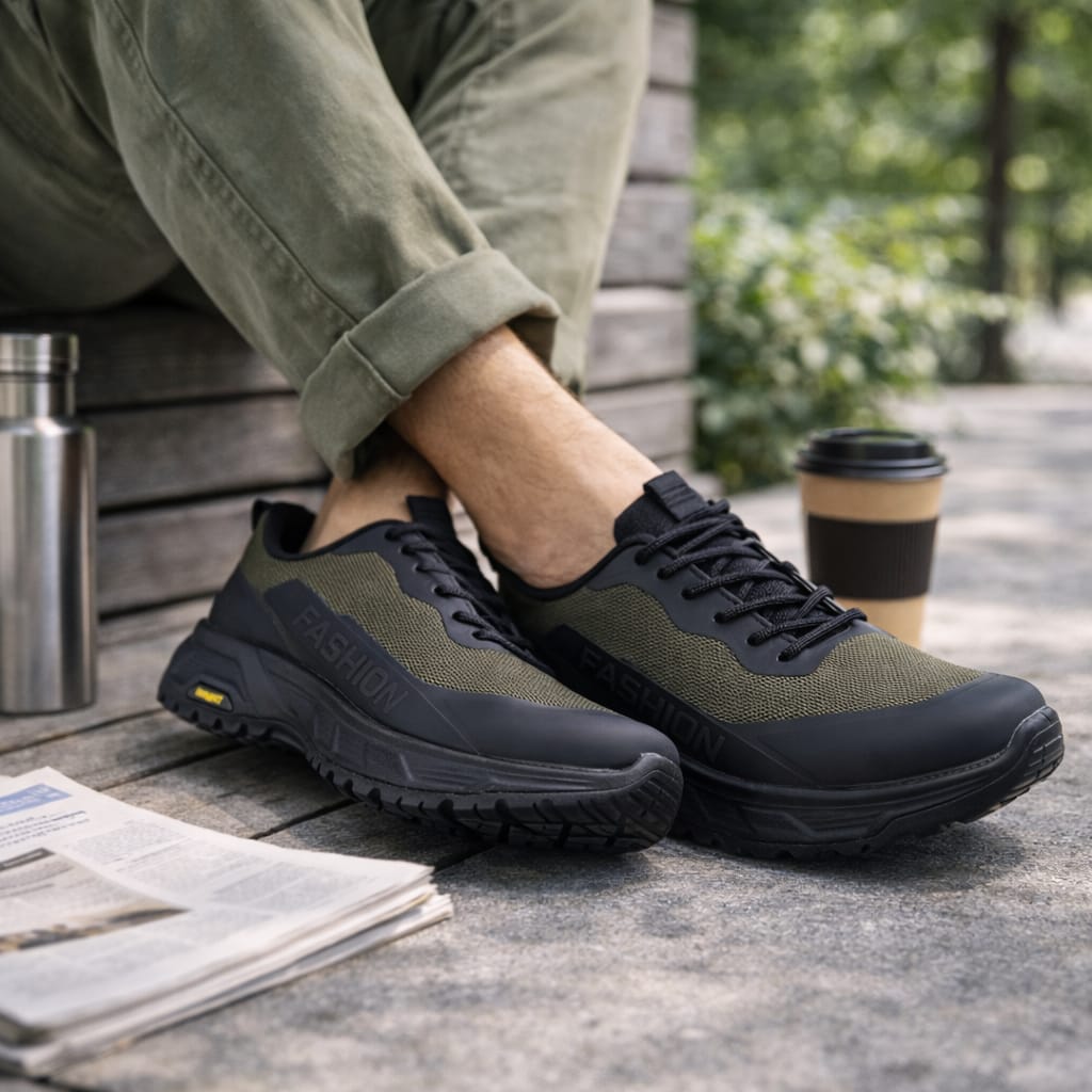 Men’s Black Mesh Running Shoes 855 - Khaki