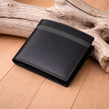 Classic Black Leather Bi-Fold Wallet – Slim & Minimalist Design