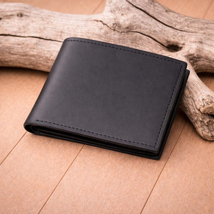 Classic Black Genuine Leather Bi Fold Wallet