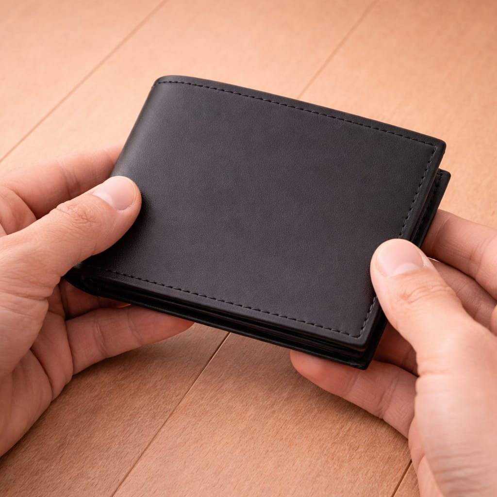 Classic Black Genuine Leather Bi Fold Wallet