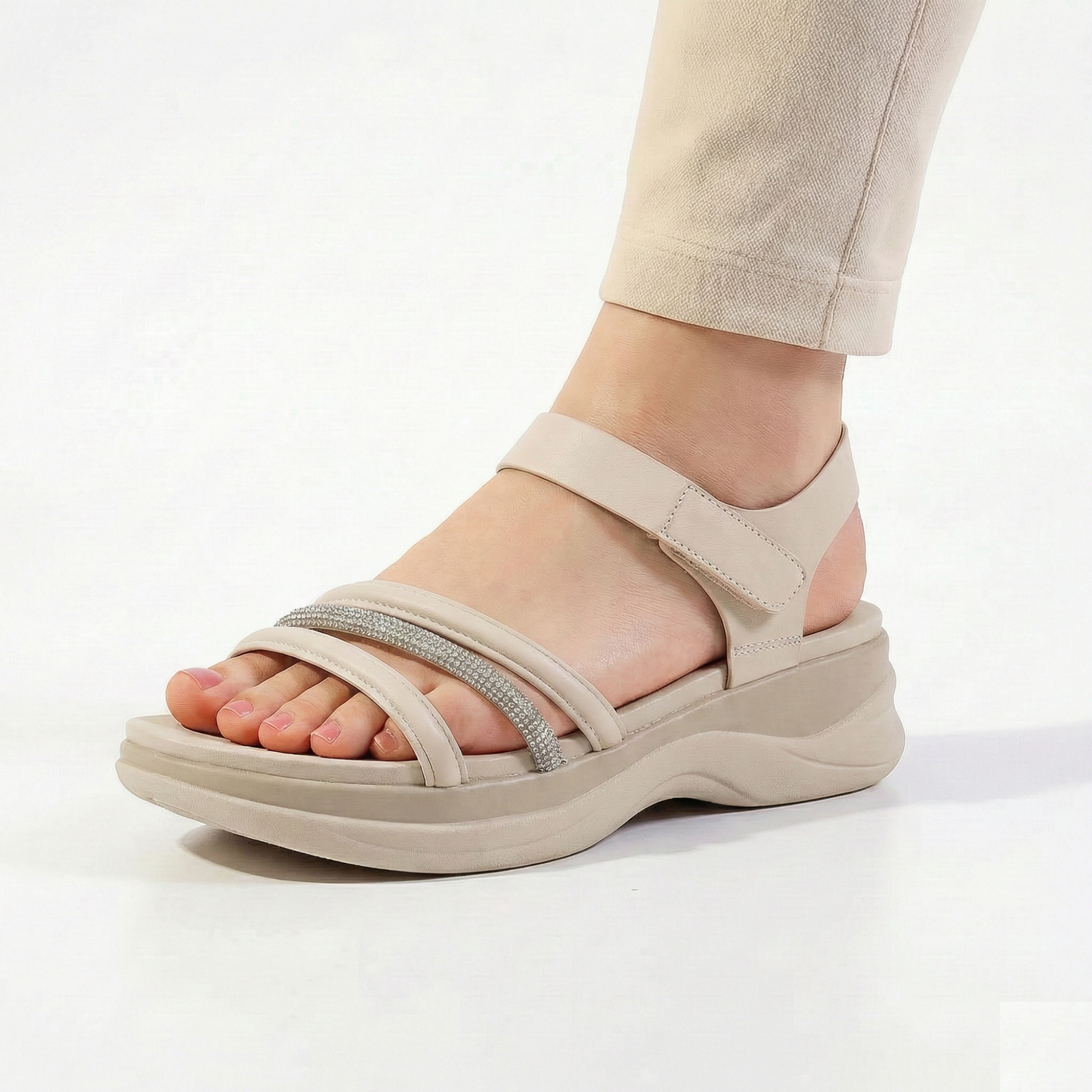 Women Premium Slingback Sandals 23518 - Beige