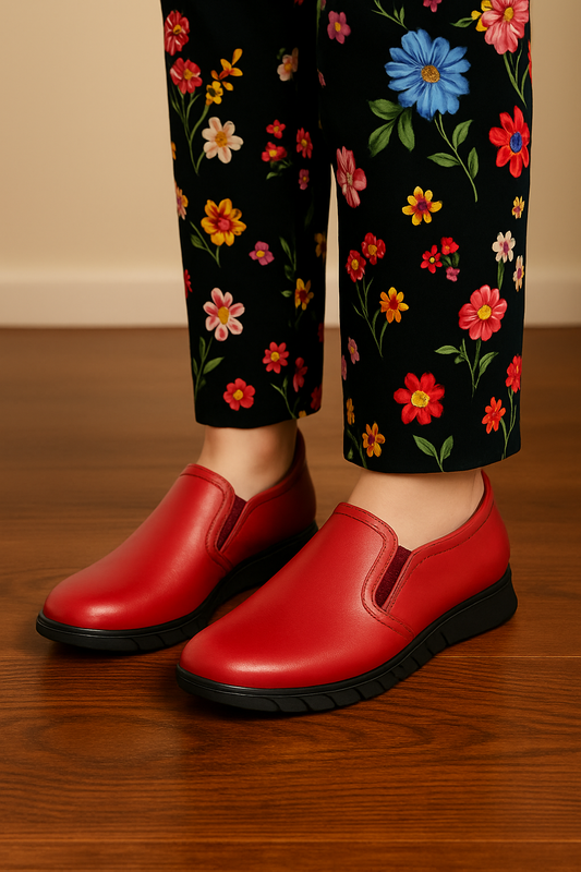 Mova Women's Comfort Fit Leather SlipOns LD65 - Red