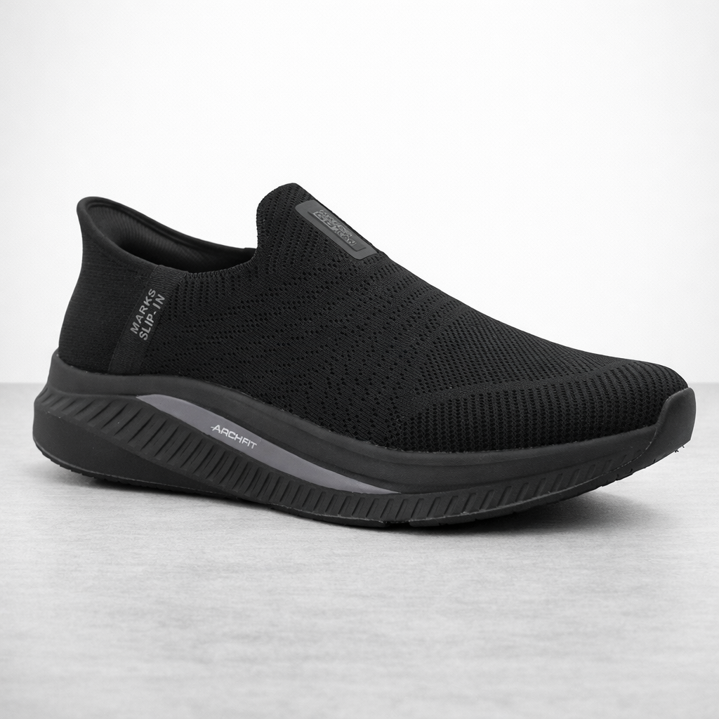Active Comfort Easy Slip On Knit Sneakers M2502 - Black