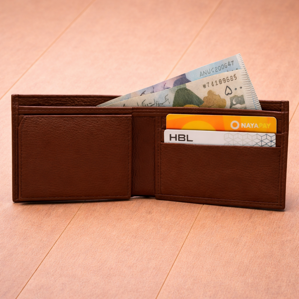Premium Brown Leather Bi Fold Wallet