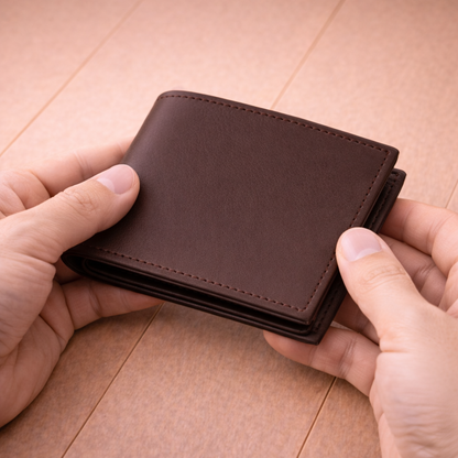 Premium Brown Leather Bi Fold Wallet